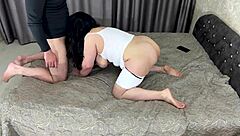 stepmom gets a cock in her big ass and gives blowjob to stepson