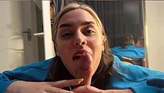 Russian Teen Girlfriend Gives Intense Blowjob To Friend
