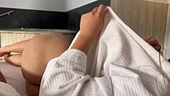 latina stepmother invites stepson to new house, he fucks her ass roughly until creampie