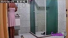 Hidden Camera Catches Stepmother with Big Tits Tidying House