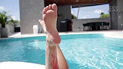 Wow! Sensual Latina Shows Off Big Ass in Public Pool Flashing!