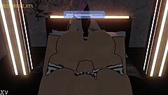 Roblox character riding a cowgirl in the game on full screen