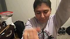 Girlfriend gives quick blowjob, can't let go of my dick in pov