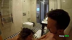 naughty goddess sexydea cleans up after an intense bathroom encounter