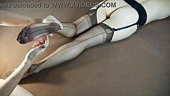 Horny Milf In Stockings Gets Soles Massaged