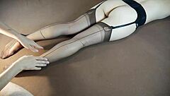 Horny Milf In Stockings Gets Soles Massaged