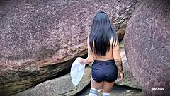 Adorable Girl's Deep Blowjob and Pussy Play in Public POV.