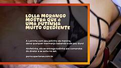 Beautiful Lolla Morango gives juicy blowjob, rides shaved pussy in doggystyle with cum on ass.