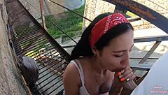 Pawg Teen 18+ Loves Risky Fuck With Neighbors In Outdoor Blowjob And Moaning