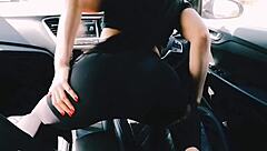 Horny girl masturbates in car after gym!