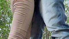 Weekend Fucking The Neighbor In The Woods Outdoors! Latina Brunette With Small Waist Screams In Pleasure!