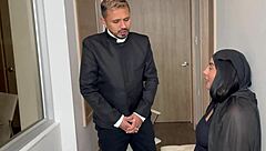 Priest fucks horny latina slut in quickie cumshot and doggystyle action part 1.