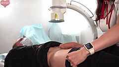 real hospital nurse cares with doggy blowjob