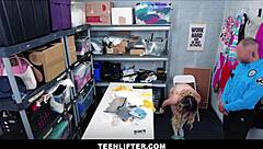 teenlifter cute big ass blonde teen caught shoplifting gets strip searched and fucked by big cock mall cop after deal aria banks london ford