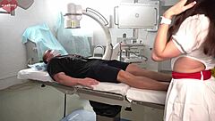 real hospital nurse cares with doggy blowjob