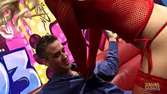 Businessman Fucks Blonde In Fishnet Stockings On Sofa