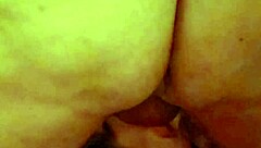 Mature woman intensely swallows my cock, gagging and choking while licking balls.