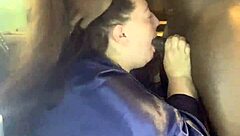 bbw gives sloppy blowjob to big black cock