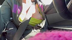 Italian Milf Flashes In Car