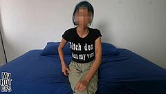 hermosa flaquita maria says she wants to experiment and gets cum on face