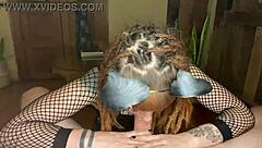 cute racoon cosplayer enjoys playful fingering