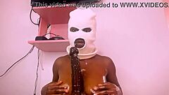 Big black boob goes crazy on dildo