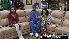 solana spits out doctor's load, then he fucks and cums on her