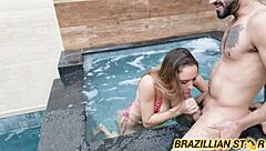 latina gets doggystyle from big black cock outdoors