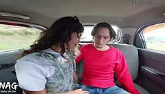 Skinny petite girl gets fucked doggystyle in the car!