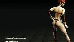 In Metro Last Light, redhead whore undresses revealing big tits in striptease