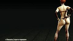 In Metro Last Light, redhead whore undresses revealing big tits in striptease