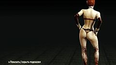 In Metro Last Light, redhead whore undresses revealing big tits in striptease