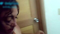 Intense Sex on Building Stairs with Lover While Cuckold Husband Watches Kissing and Touching