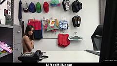 Strict Mall Officer Strips Shoplifting Milf Bare in Garage!