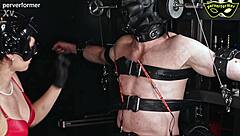 Electricity Play on Nipples, Balls, and Cock with Plug