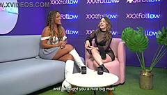 Latina milf carla morelli rides monster cock wildly in interview.