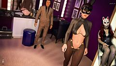 kate 27 in college cosplay game with ripped clothes outdoor