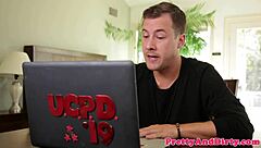 busty babe sucks and fingers my cock hard