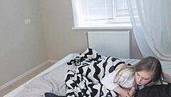 Stepdaughter Sneaks a Blowjob While Stepmom Flashes Tits in Taboo Play