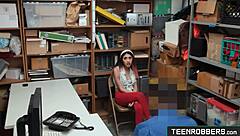 The horny thief strips naked for pervert officer Angel Del Rey