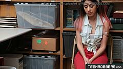 The horny thief strips naked for pervert officer Angel Del Rey