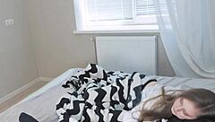 Stepdaughter Sneaks a Blowjob While Stepmom Flashes Tits in Taboo Play