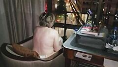 Naked and Masturbating in Front of City at Night!