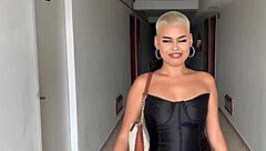 Unfaithful girl in threesome with older men