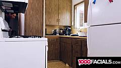 My Latina roommate and I cooked in the kitchen