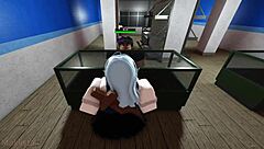 woman sees saleswoman riding bbc in store, joins for groping and fucking