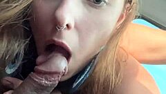 Petite Brazilian Sucks And Swallows In Car!