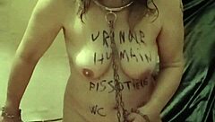 I am a slave in the human urinoir with toys and buttplug...