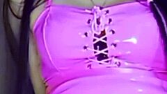 Beautiful 18-year-old European brunette masturbates solo with dildo, exciting and sexy