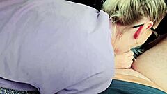 Mom's friend gives BJ in car